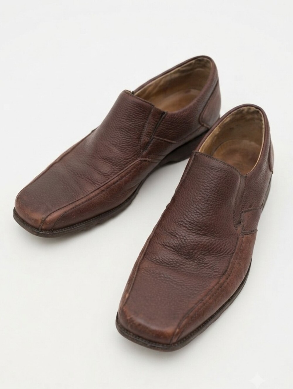 Stacy Adams Mens Leather Square Toe Loafers Dress Shoes size 10 Brown